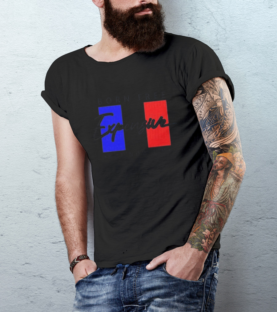 Born Free But Now I'm Expensive Red And Blue Blocks T-Shirt