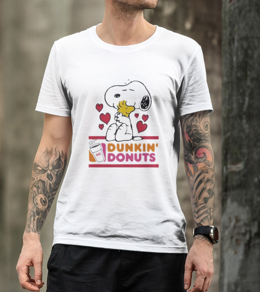 Snoopy And Woodstock With Hearts Dunkin' Donuts T-Shirt