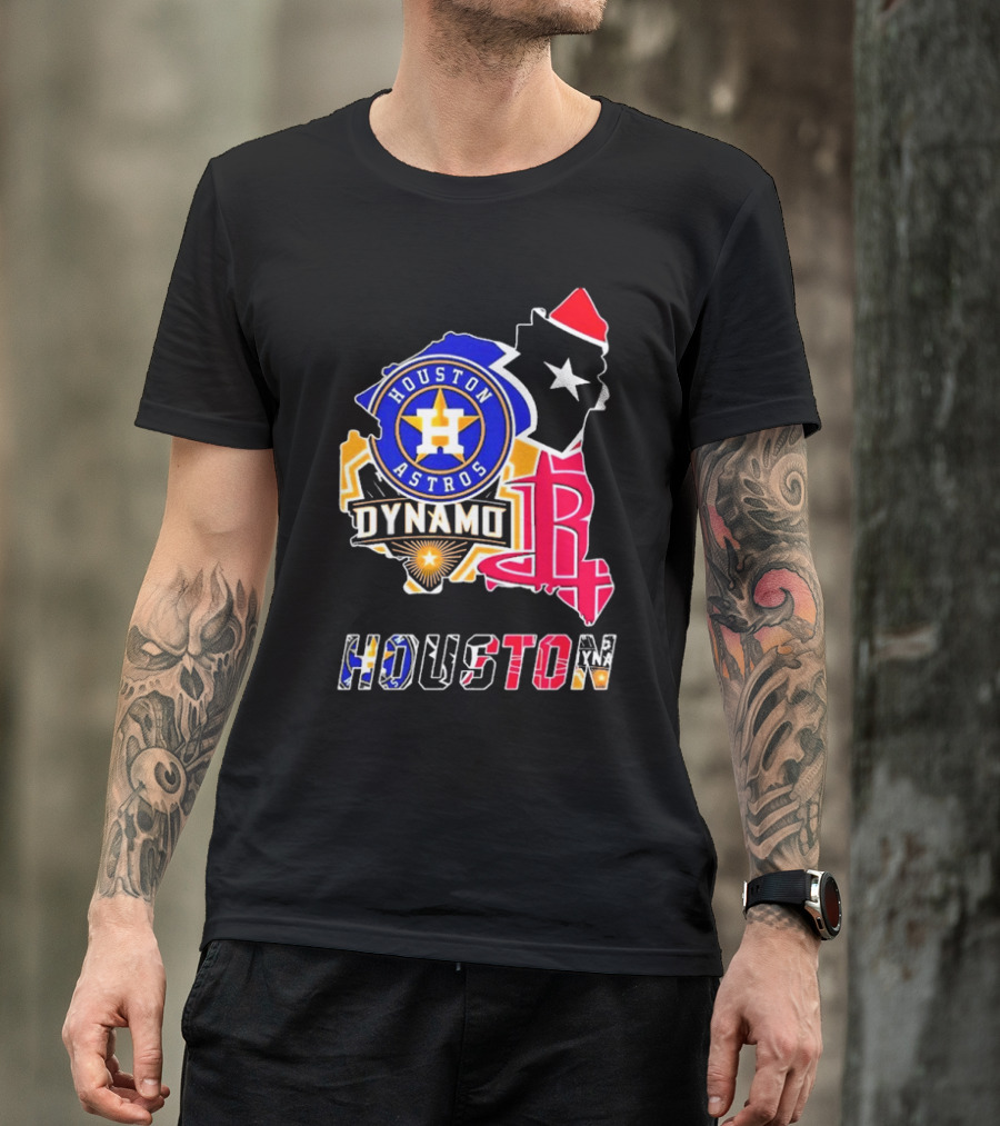 Houston Astros Dynamo Rockets Texas Map Sports Team T-Shirt