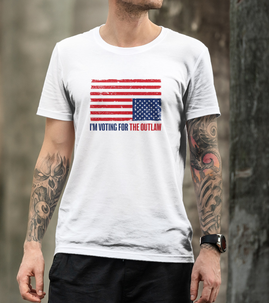 I’m Voting For The Outlaw Distressed American Flag T-Shirt