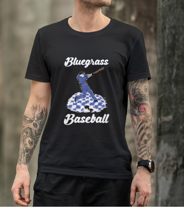Bluegrass Baseball Batter With Blue And White Checkerboard Field T-Shirt