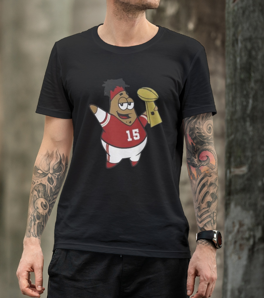 Patrick Mahomes Champions Kansas City Chiefs Super Bowl Cartoon Trophy 15 T-Shirt