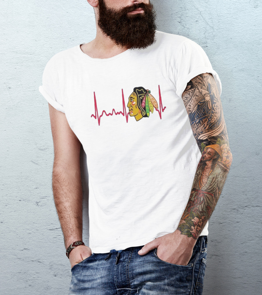 Chicago Blackhawks Heartbeat Hockey T-Shirt
