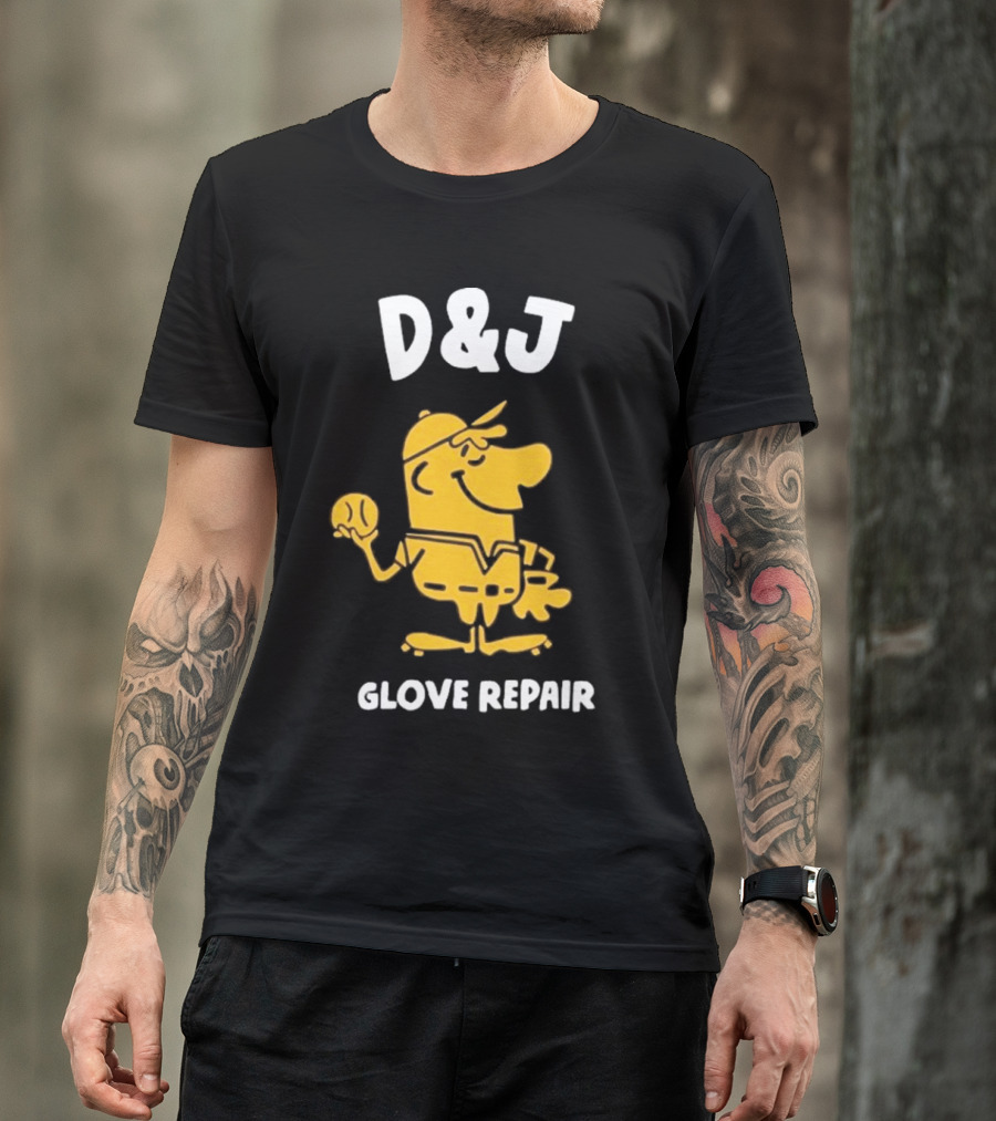 D&J Glove Repair Jimmy Lonetti Baseball Character T-Shirt