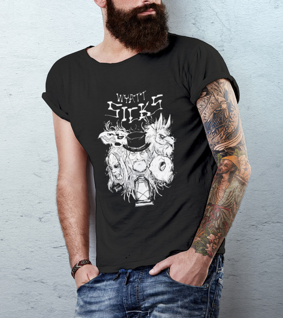 Wyatt Sicks Lantern And Masked Figures T-Shirt