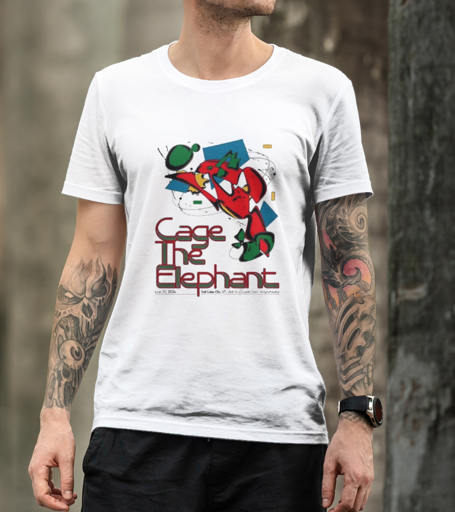 Cage The Elephant Salt Lake City Utah First Credit Union Amphitheatre June 20 Colorful Abstract T-Shirt