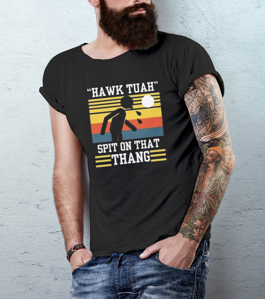 HAWK TUAH SPIT ON THAT THANG VINTAGE RETRO STRIPES T-Shirt