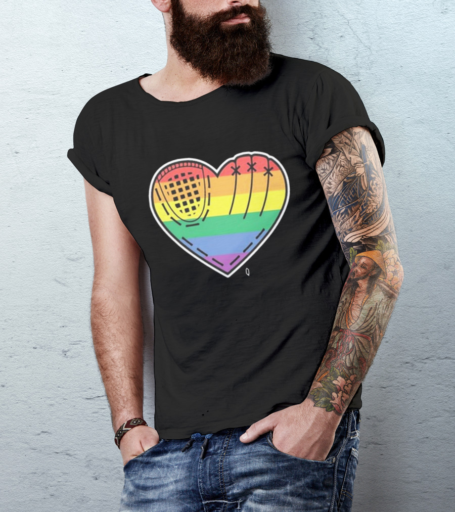 Pride Rainbow Baseball Glove Heart T-Shirt