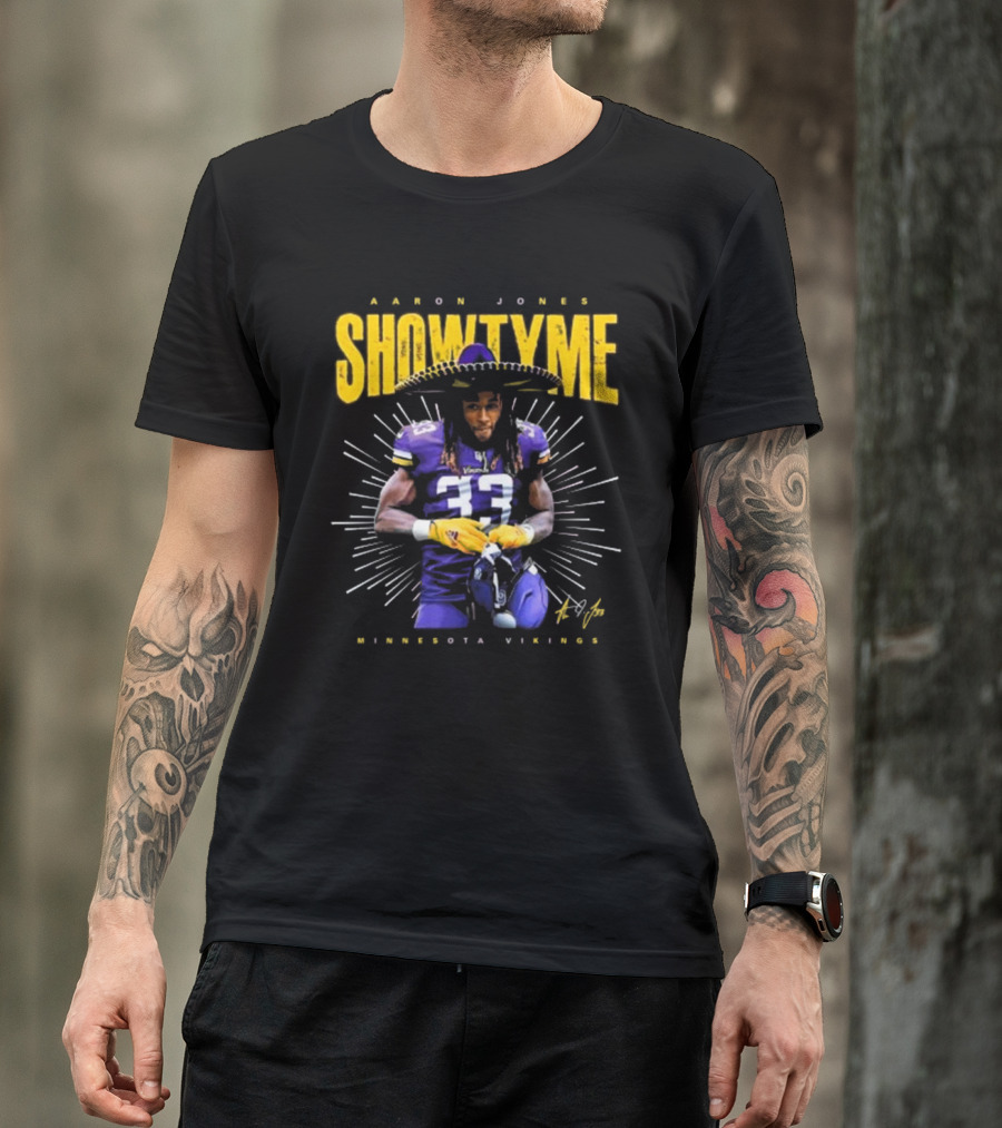 Aaron Jones Showtyme Minnesota Vikings NFL Football Signature 33 T-Shirt