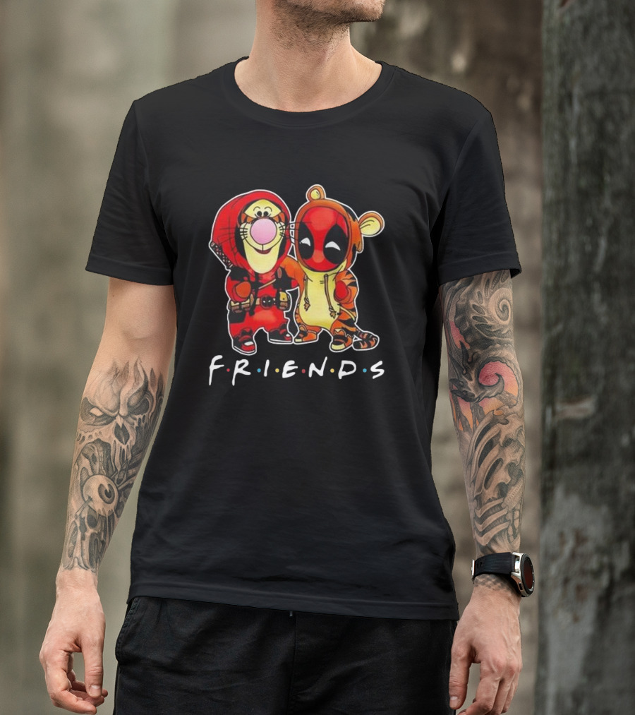 Friends Disney Winnie The Pooh Tigger And Deadpool T-Shirt