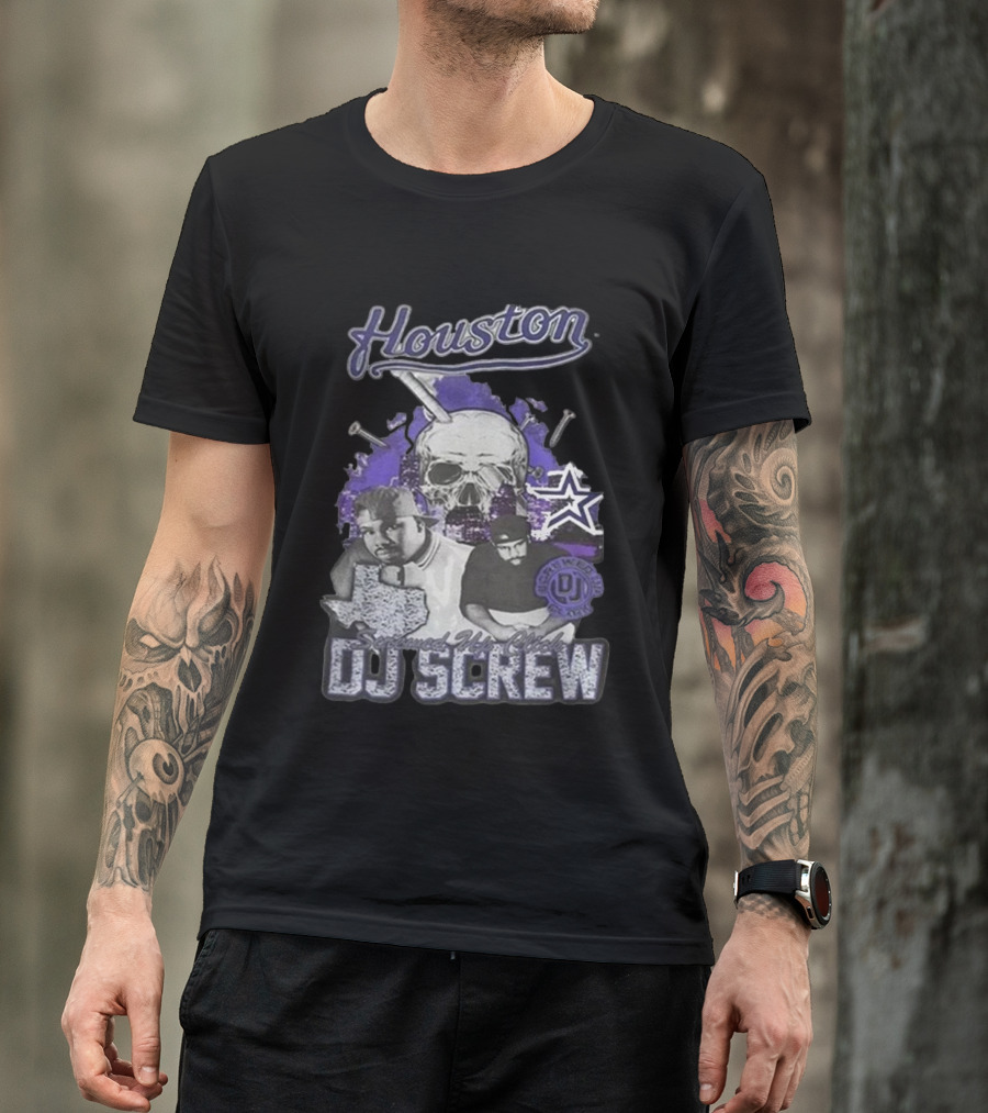 Houston Screwed Up Click DJ Screw Texas Skull Stars T-Shirt