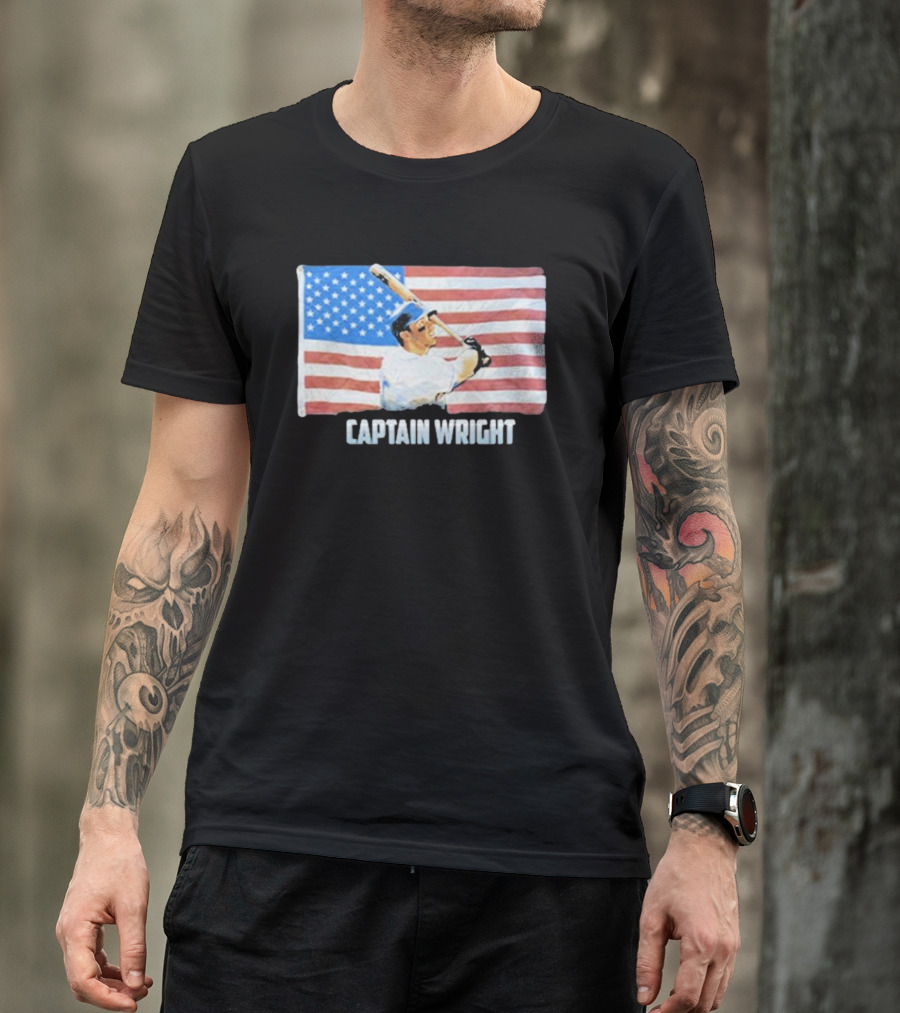Mets David Wright Captain Wright American Flag Baseball T-Shirt