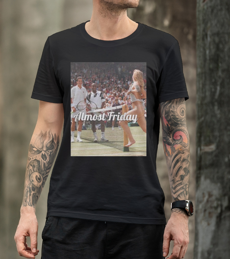 Almost Friday Tennis Court Streaker Wimbledon Scene T-Shirt