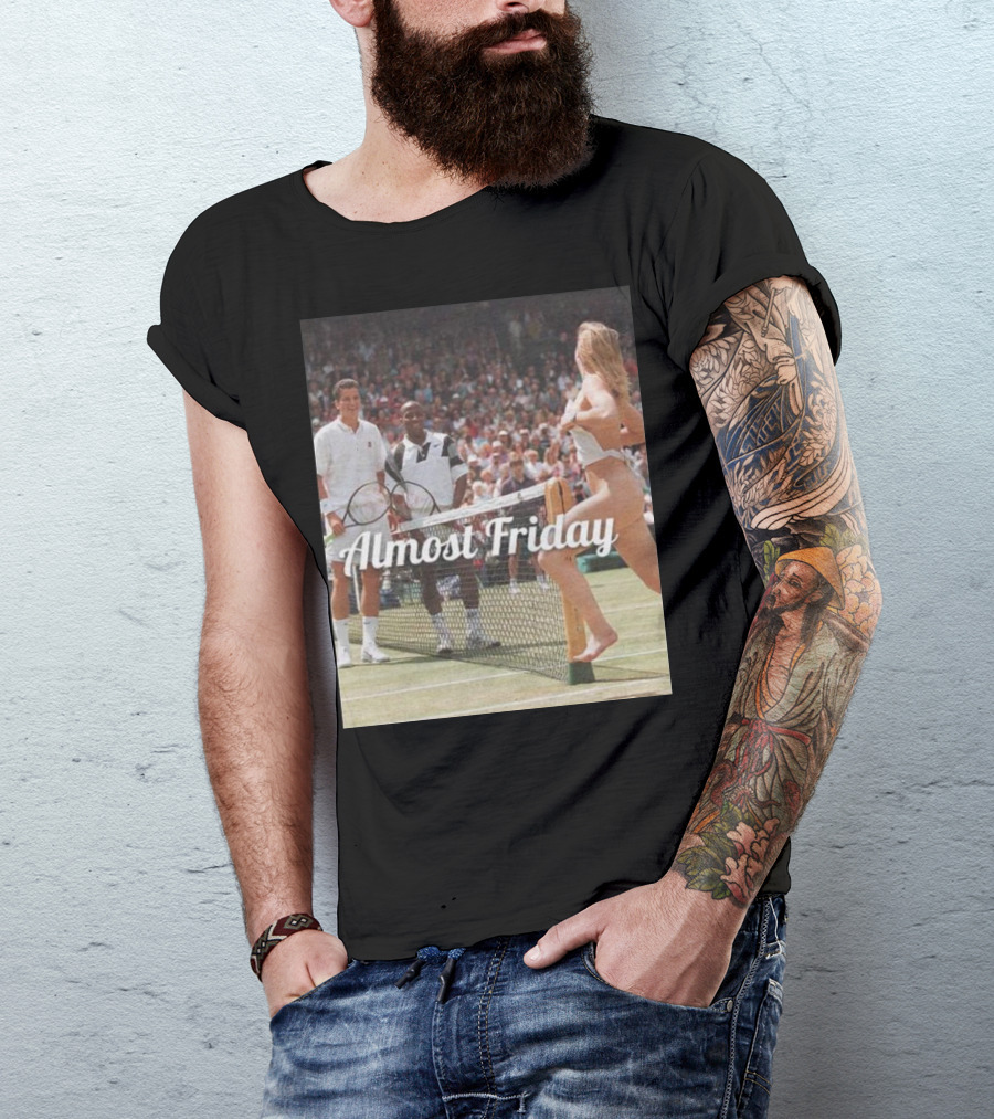 Almost Friday Tennis Court Streaker Wimbledon Scene T-Shirt