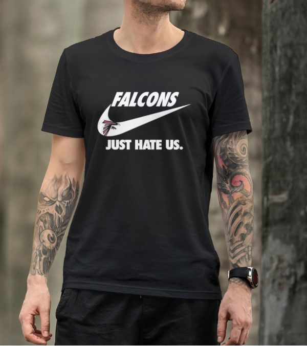 Atlanta Falcons Just Hate Us Logo Swoosh T-Shirt