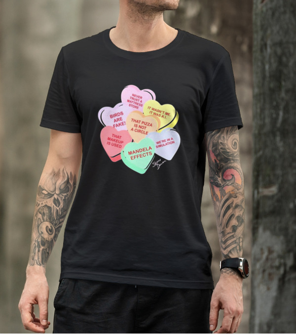 Shane Dawson Conspiracy Hearts Birds Are Fake Mandela Effects Simulation Pizza AI T-Shirt