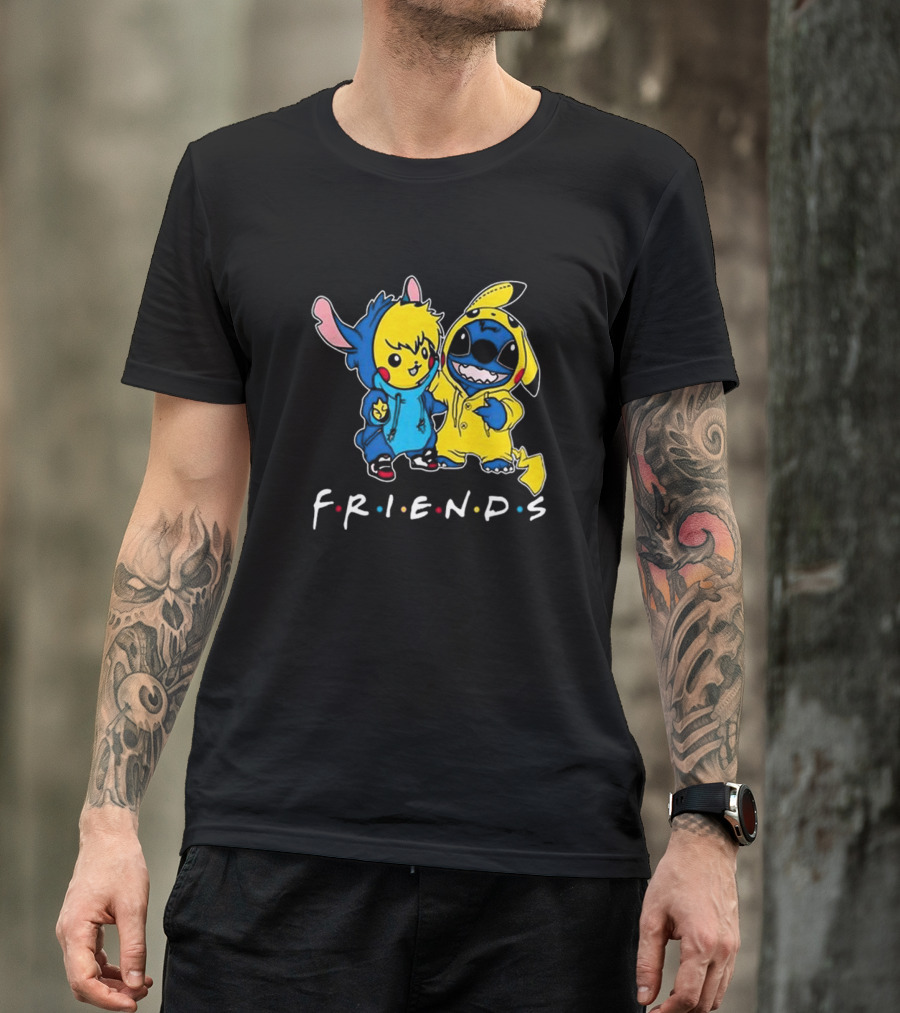 Friends Stitch And Pokemon Pikachu Friends For Life Disney T-Shirt