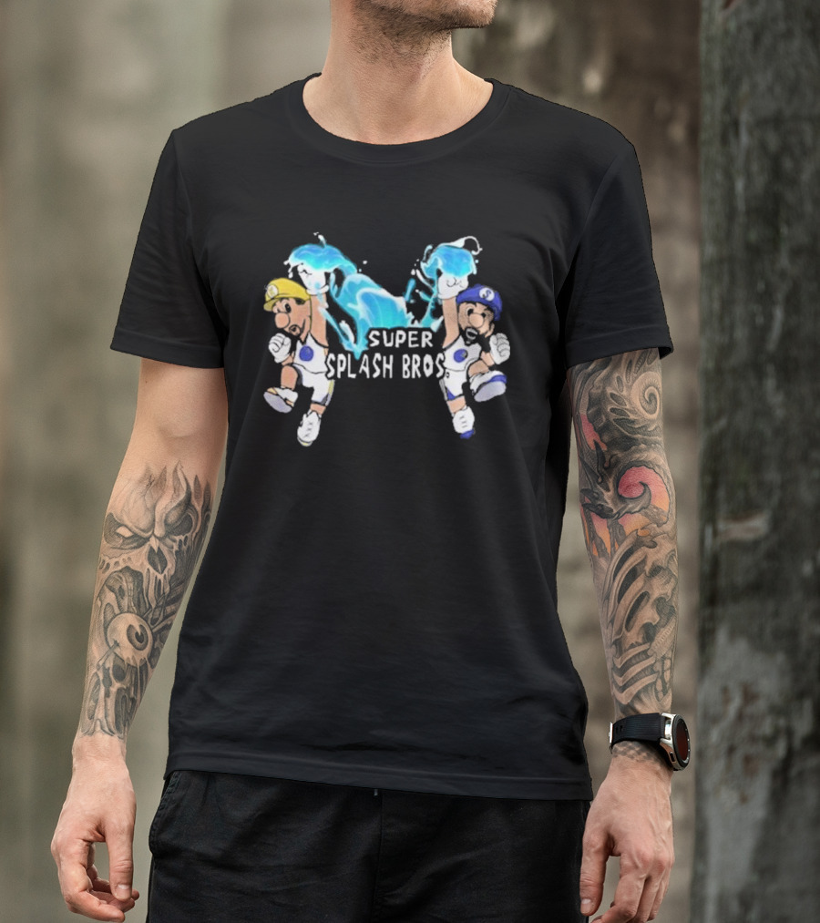 Super Splash Bros Steph Curry And Klay Thompson Mario Themed Basketball Duo T-Shirt