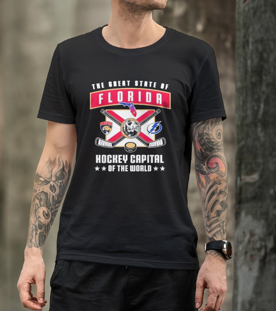 The Great State Of Florida Hockey Capital Of The World Tampa Bay Lightning Florida Panthers T-Shirt