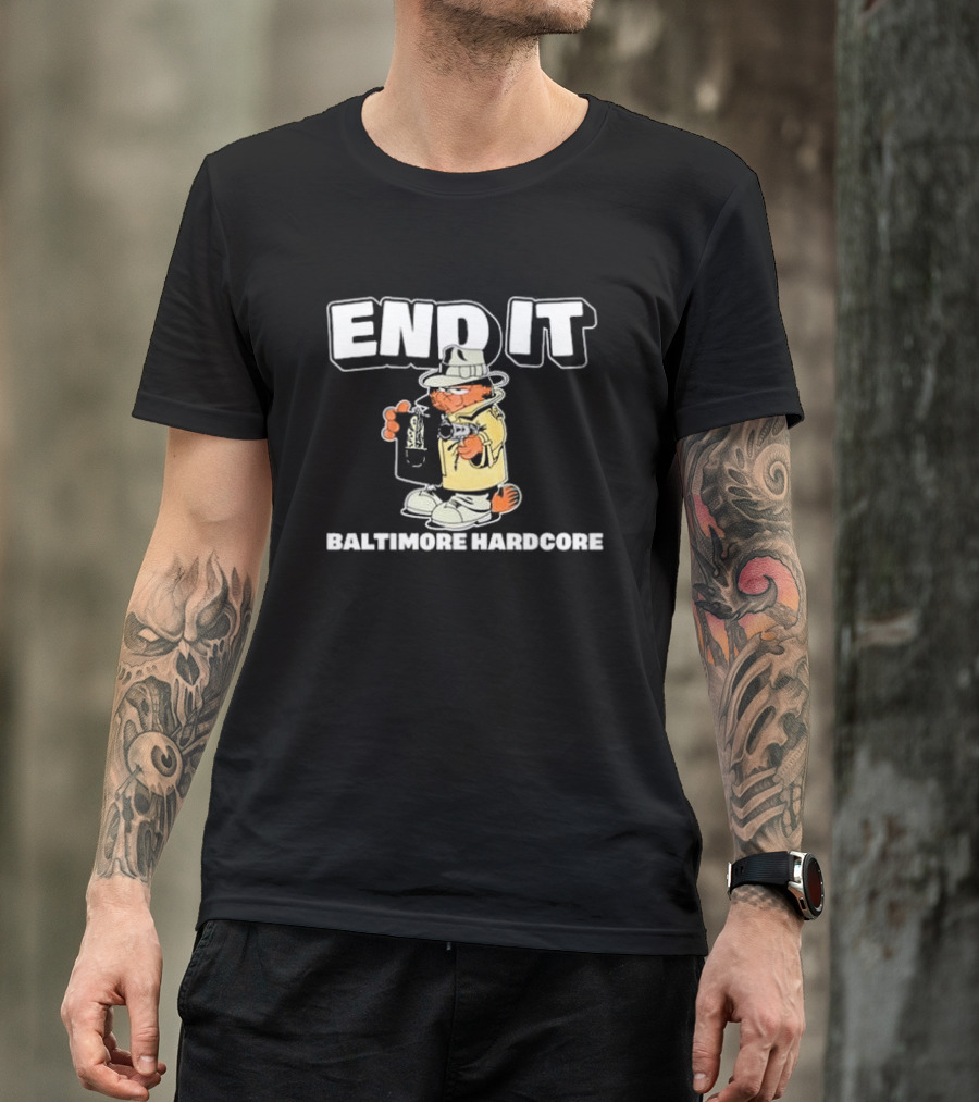 End It Baltimore Hardcore Garfield Trench Coat Detective T-Shirt