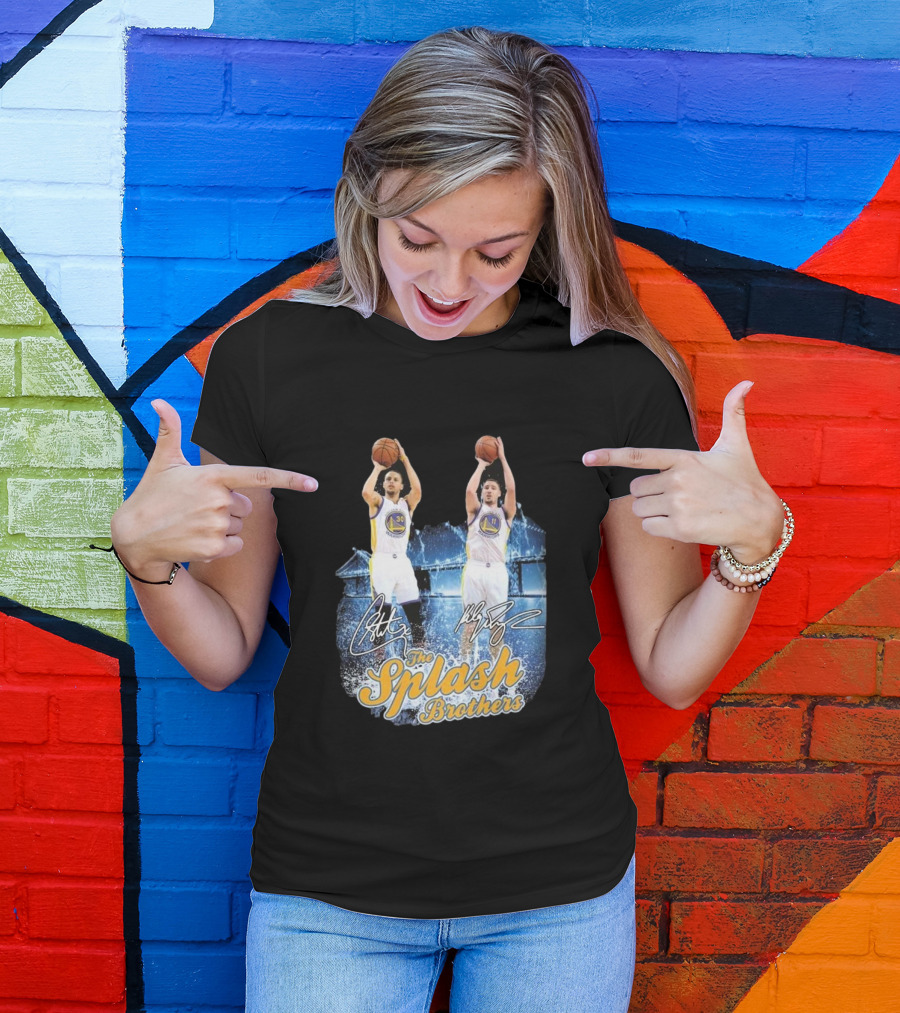Golden State Warriors Stephen Curry Klay Thompson Splash Brothers Signatures T-Shirt
