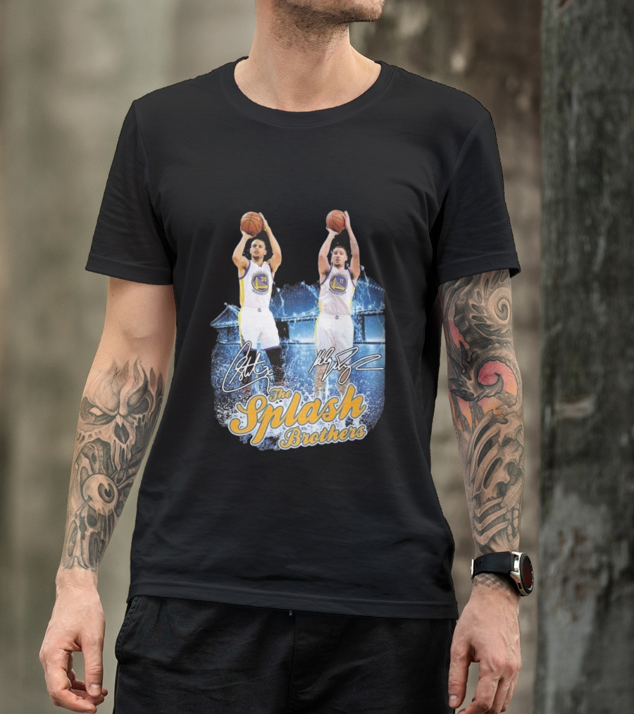 Golden State Warriors Stephen Curry Klay Thompson Splash Brothers Signatures T-Shirt
