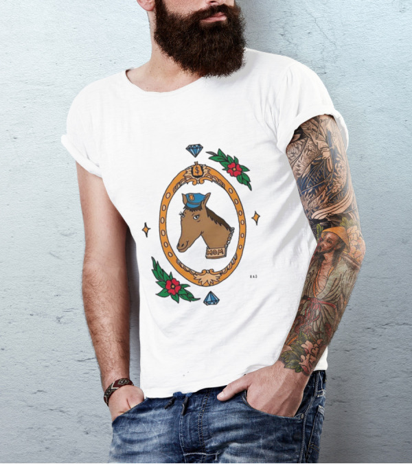 Horse Cop Mom Floral Badge With Diamonds T-Shirt