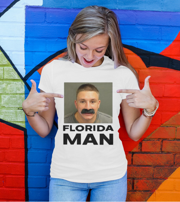 Stevewilldoit Florida Man Image Black Mustache Face T-Shirt