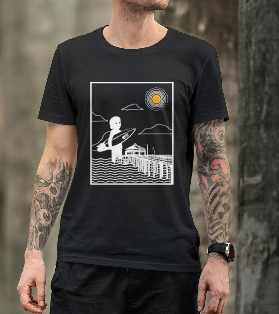 William Black Surfing Pier Orange County Sunset T-Shirt