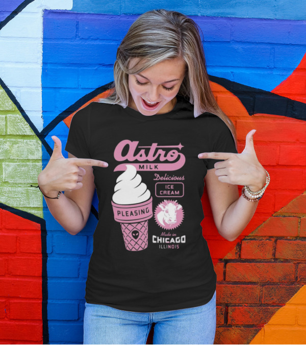 Astro Milk Delicious Ice Cream Pleasing Made In Chicago Illinois T-Shirt