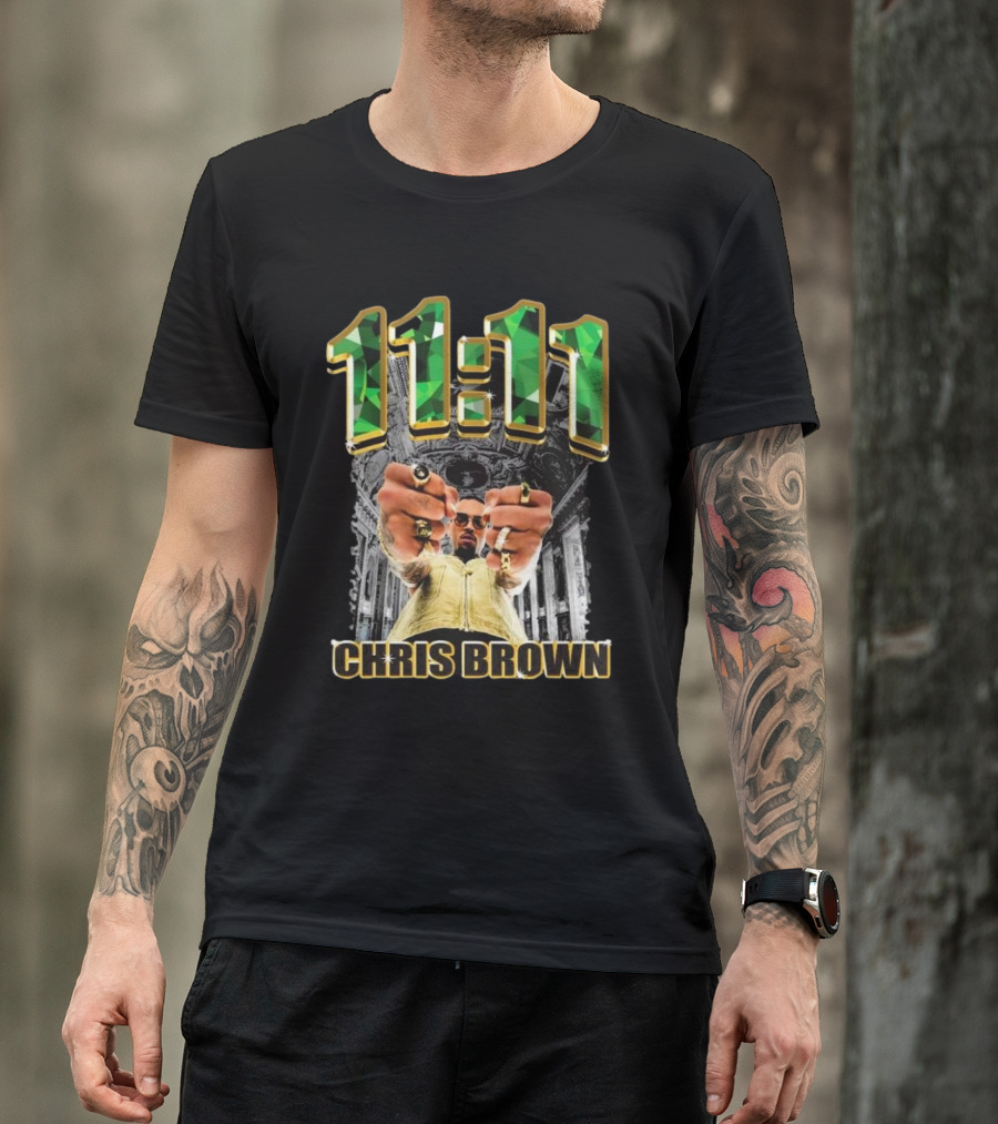 11:11 Chris Brown Emeralds And Gold T-Shirt