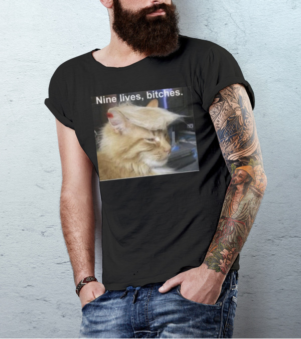 Larry Elder Trump Nine Lives Bitches Cat Meme T-Shirt