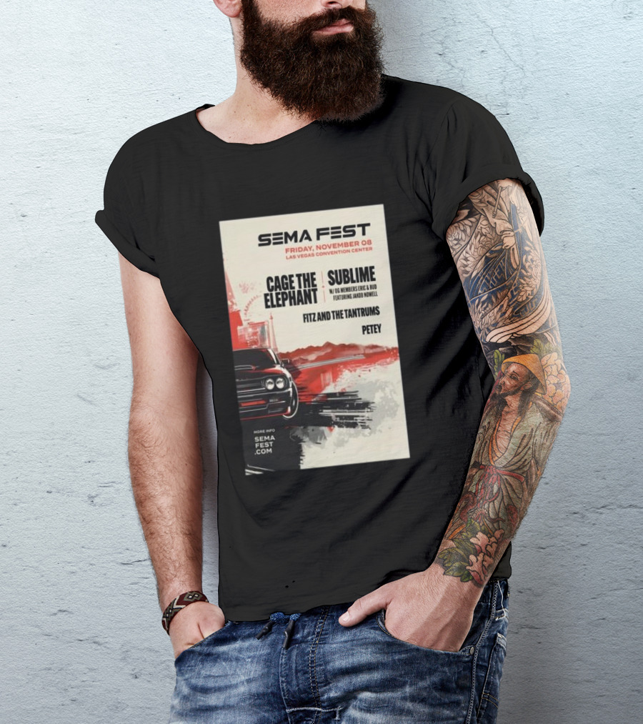 SEMA Fest 2024 Las Vegas Convention Center Cage The Elephant Sublime Fitz And The Tantrums Petey T-Shirt