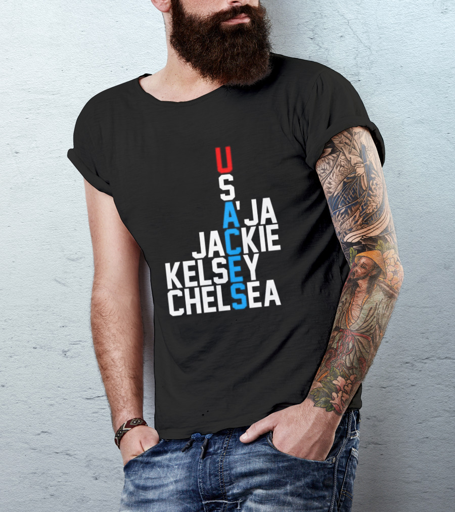 Usaces A’ja Jackie Kelsey Chelsea Team Names Vertical Arrangement T-Shirt