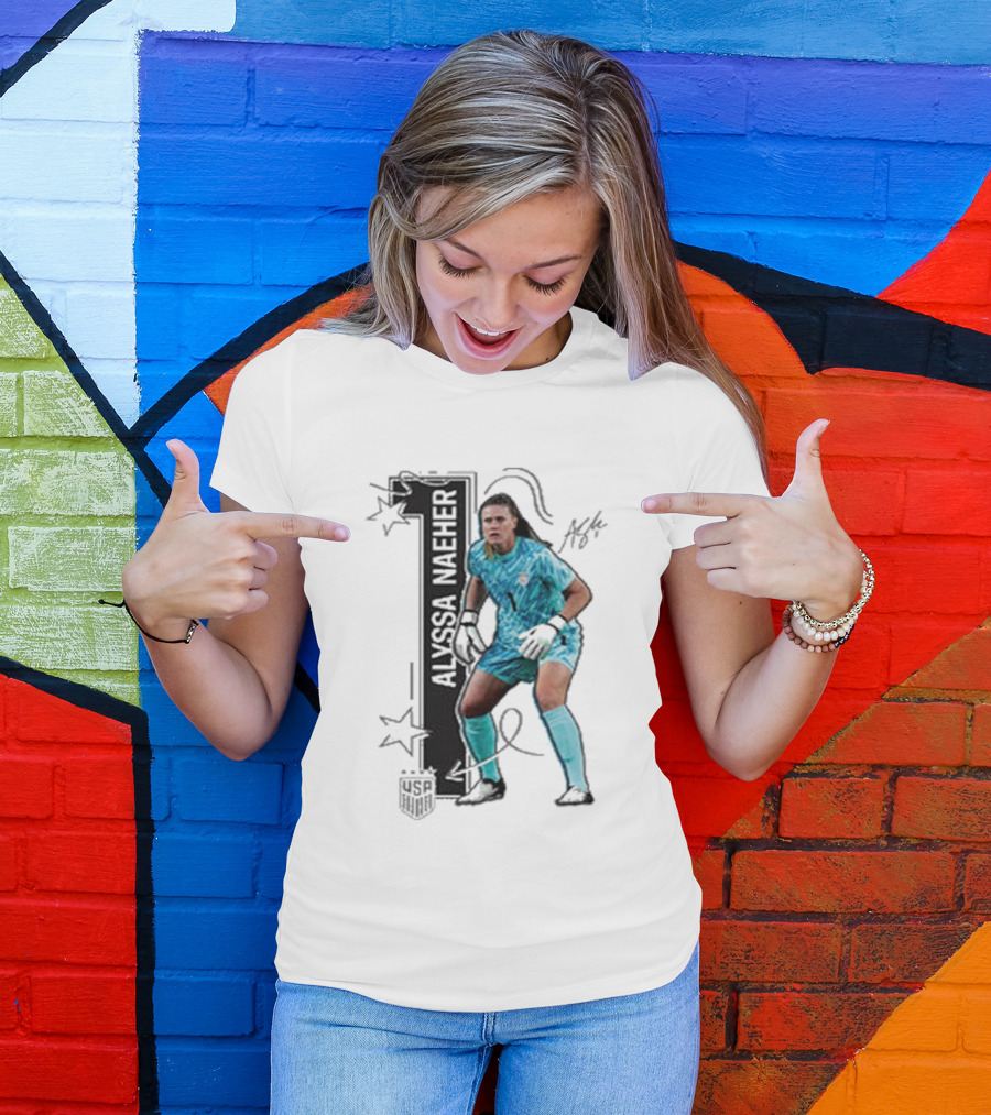USWNT Alyssa Naeher Number One Star Keeper Signature T-Shirt