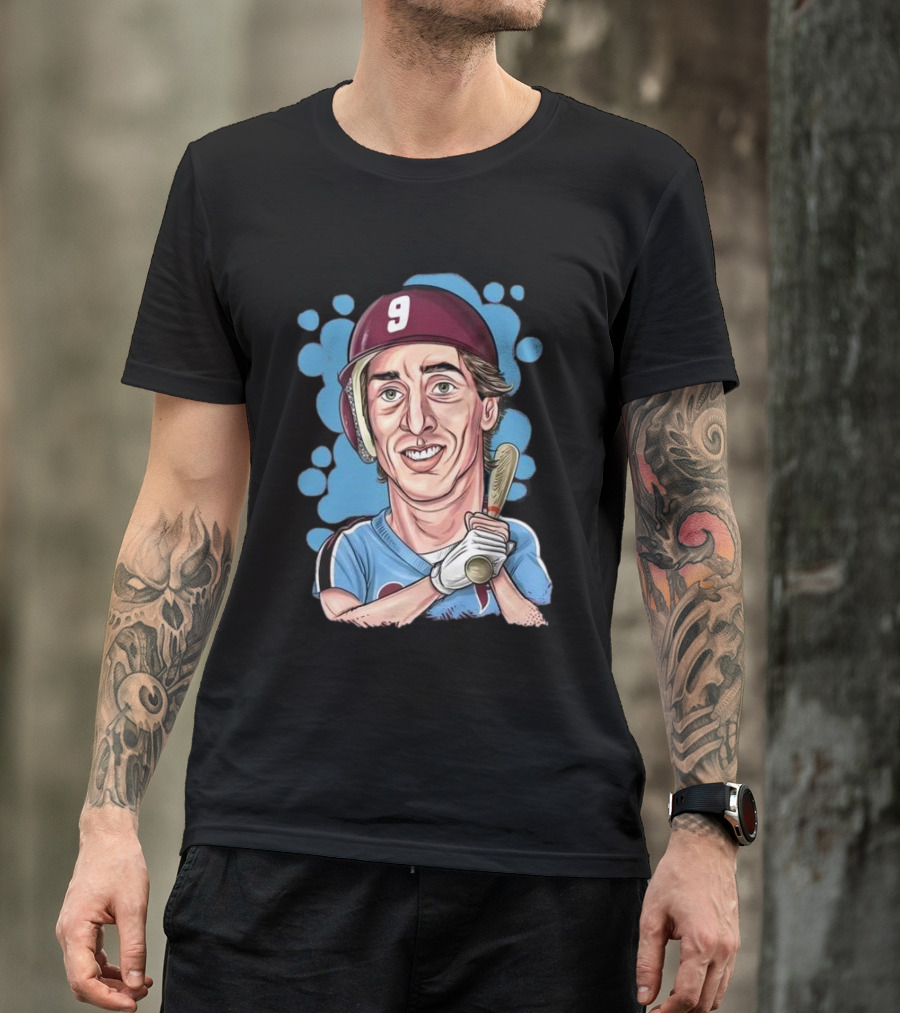 Von Hayes Number 9 Baseball Caricature T-Shirt