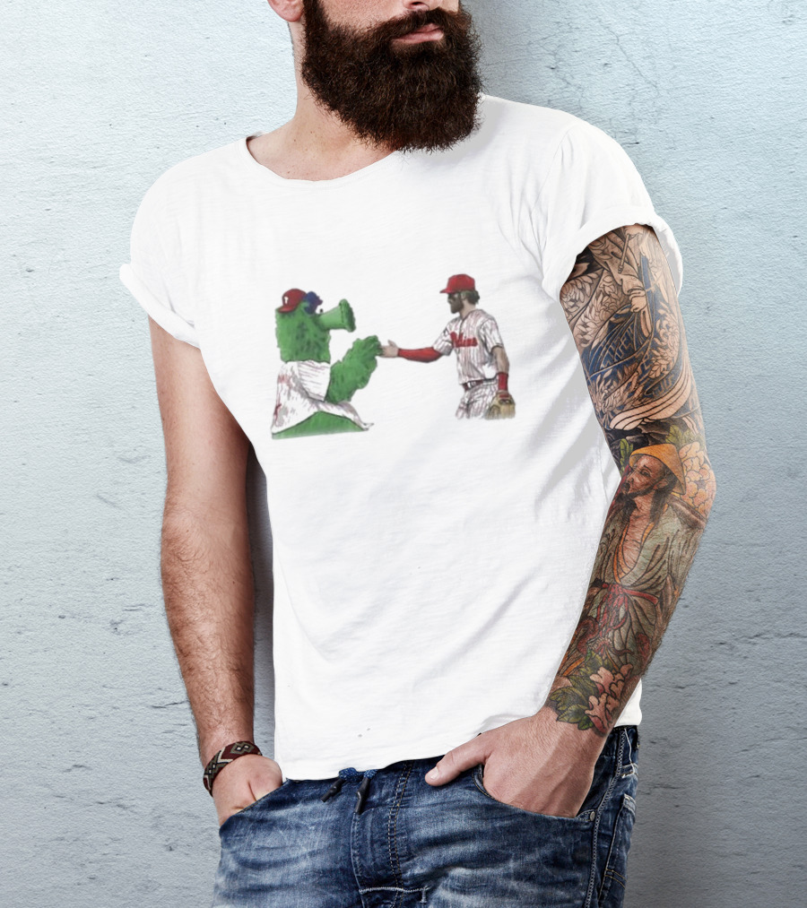 Best Friends The Phillies Phanatic And His Pookie Handshake Moment T-Shirt