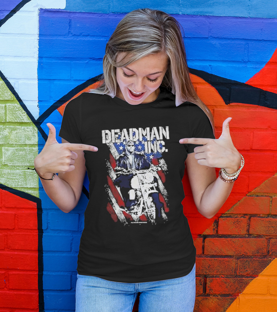 WWE Undertaker Deadman Inc American Flag Motorcycle Rider T-Shirt