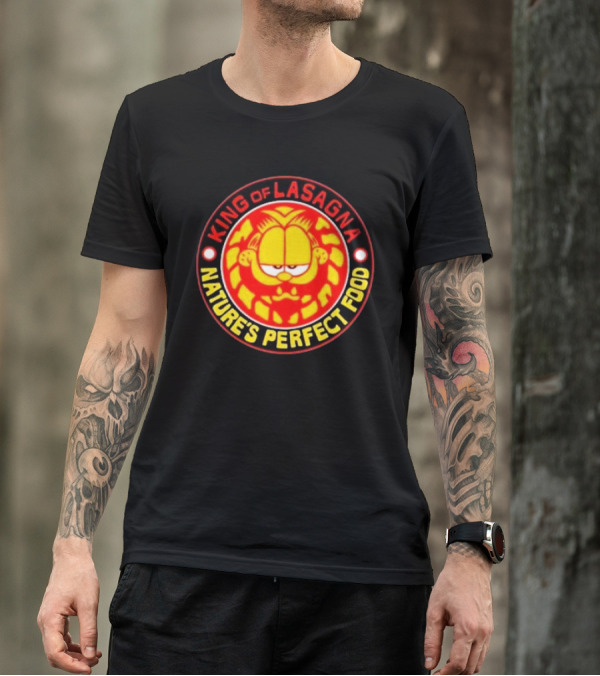 King Of Lasagna Nature's Perfect Food Garfield Emblem T-Shirt