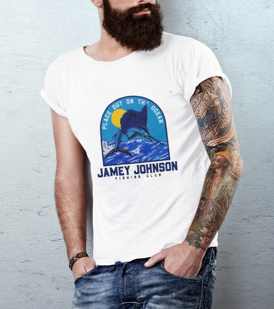 Place Out On The Ocean Jamey Johnson Fishing Club Marlin Jumping T-Shirt