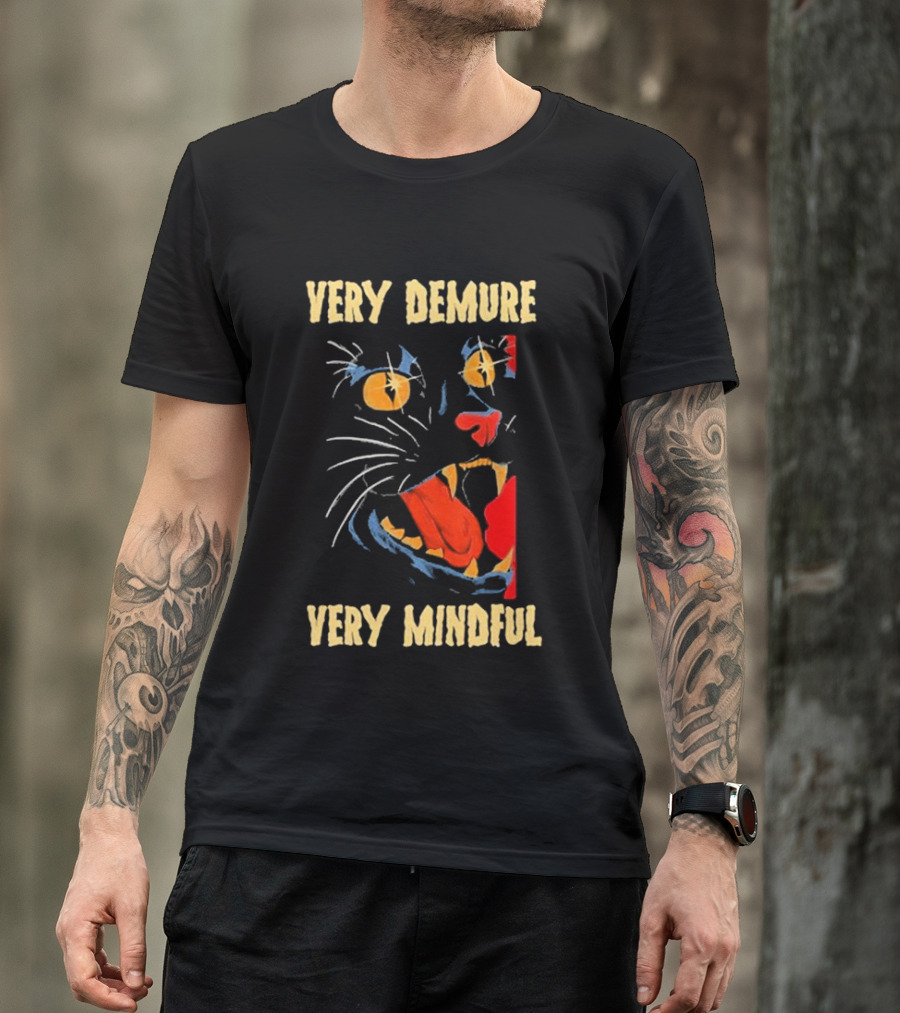 Very Demure Very Mindful Black Cat T-Shirt