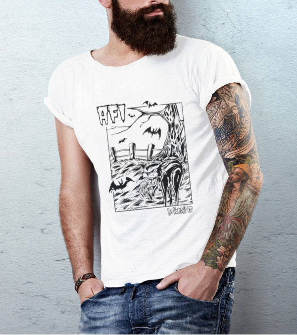 AFI All Hallows Black Cat And Bats In Spooky Landscape T-Shirt