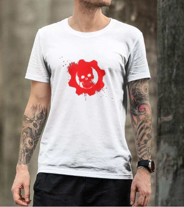 Gears Of War Crimson Omen Icon In Red With Skull T-Shirt