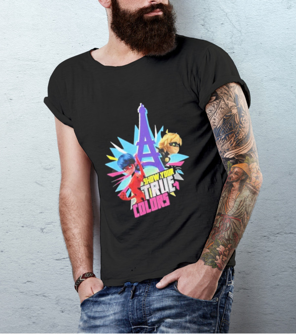 Miraculous Ladybug And Cat Noir Show Your True Colors Paris Eiffel Tower T-Shirt