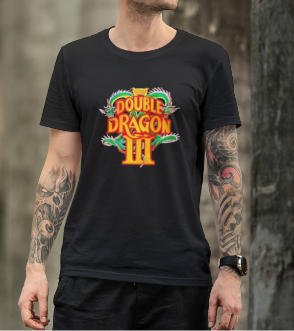 Double Dragon III Retro Video Game Arcade Logo Clash Of Dragons T-Shirt