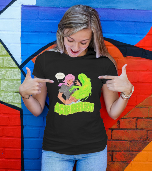 Acid Reflux Wh What Is Happening Comic Style Green Monster T-Shirt