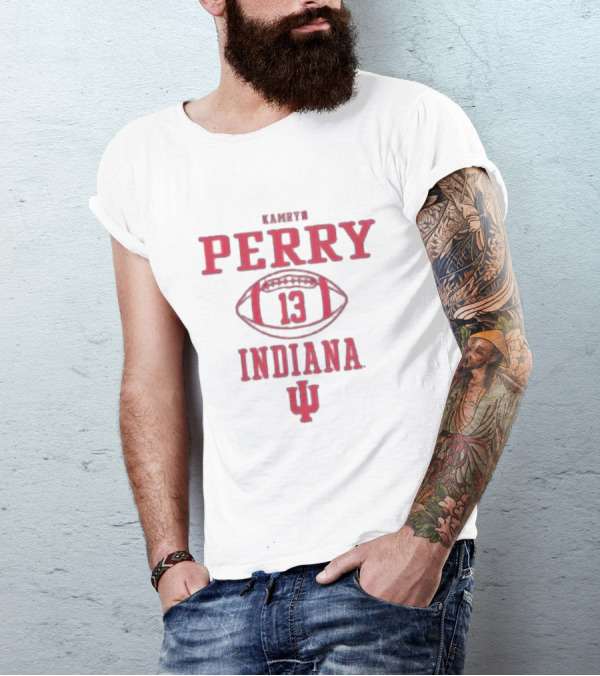 Kamryn Perry 13 Indiana Hoosiers Football Icon Dark Grey Rally T-Shirt
