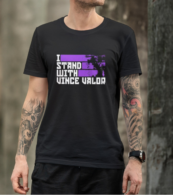I Stand With Vince Valor Purple Distressed Flag T-Shirt