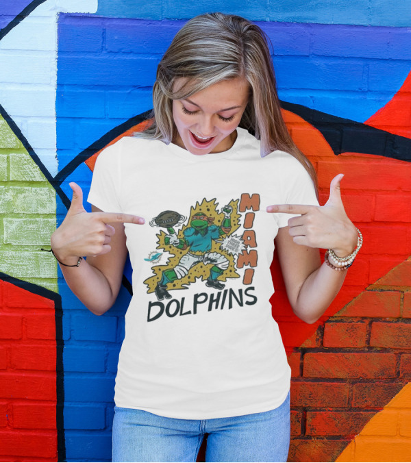 TMNT Michelangelo Miami Dolphins Crossover Comic T-Shirt