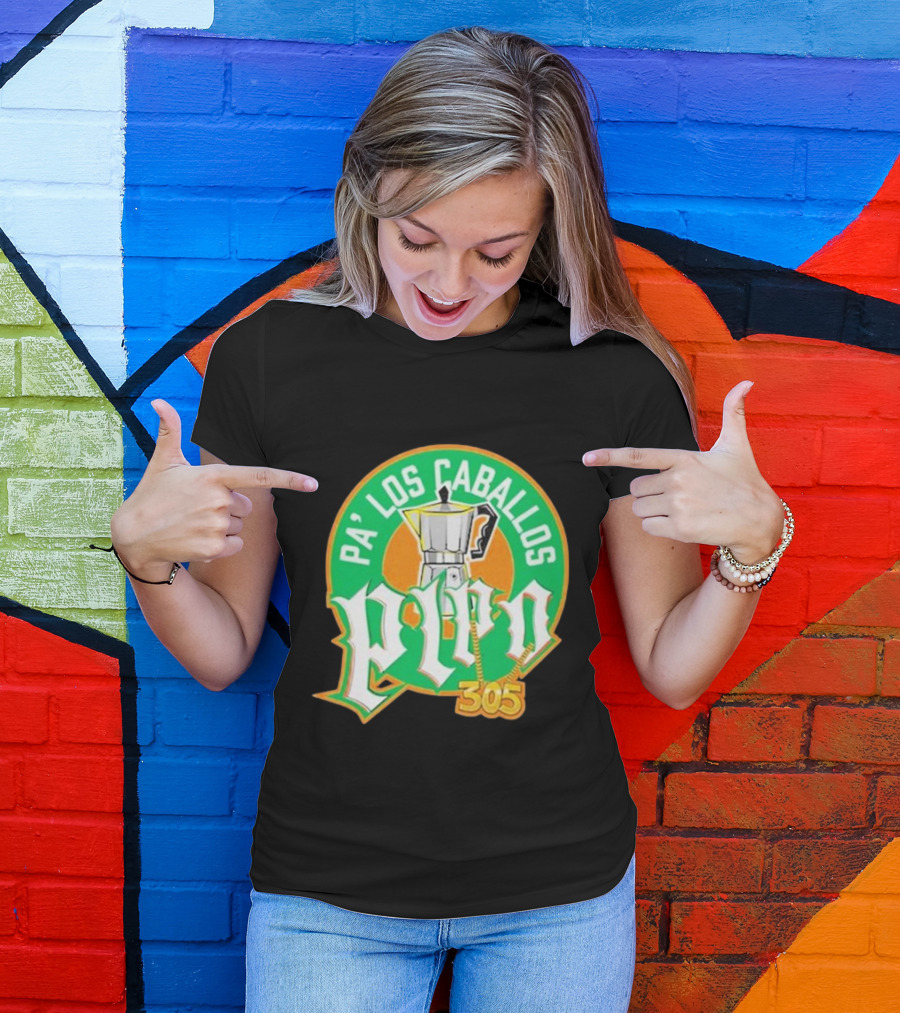 Lebatardaf Pipo Cafecito Pa’ Los Caballos 305 Moka Pot Logo Iconic Miami Culture T-Shirt